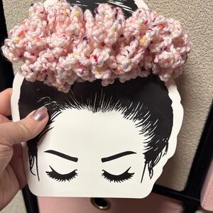 Handmade Pink Confetti Crochet Scrunchie